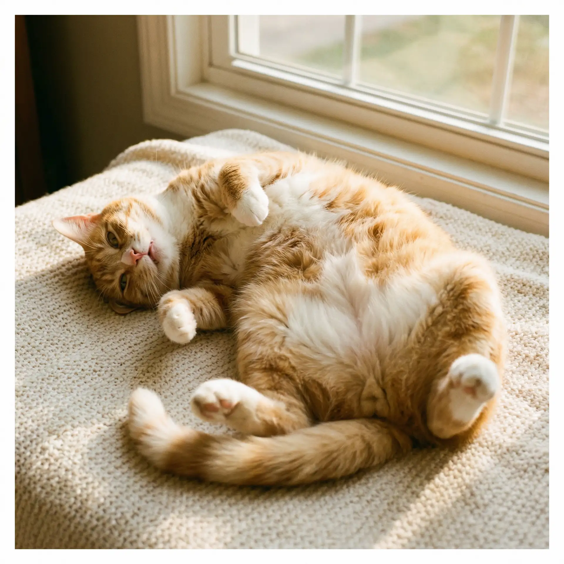 猫咪仰躺露出肚皮 - x网站
